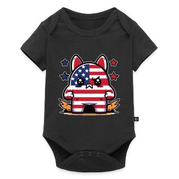 Wütendes Kaninchen in der Farbe der amerikanischen Flagge - Baby Premium Kurzarmbody - Schwarz - Vorne