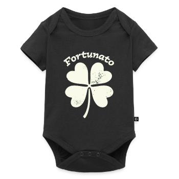 Fortunato Emblem Distressed Four-Leaf - Baby Premium short-sleeve bodysuit - black - Front