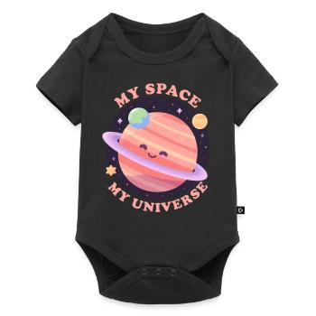 My Space My Universe Cute Planet Saturn Outer Spac - Baby Premium Kurzarmbody - Schwarz - Vorne