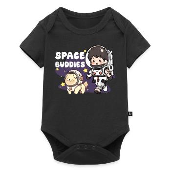 Space Buddies Kawaii Astronaut With Dog Galaxy Exp - Baby Premium Kurzarmbody - Schwarz - Vorne