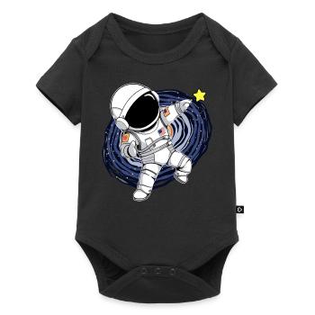 Funny Dabbing Astronaut Outer Space Milky Way Gala - Baby Premium Kurzarmbody - Schwarz - Vorne
