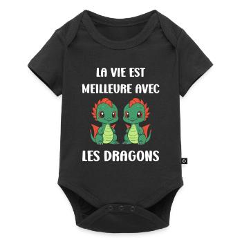 Bébé dragon - Body à manches courtes Premium Bébé - noir - Devant
