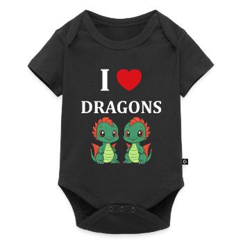 Bébé dragon - Body à manches courtes Premium Bébé - noir - Devant