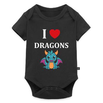 Bébé dragon - Body à manches courtes Premium Bébé - noir - Devant