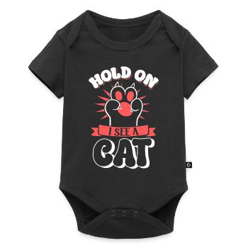 „hold On I See Cat Lover Kitten Owner Kawaii Cat - Baby Premium Kurzarmbody - Schwarz - Vorne