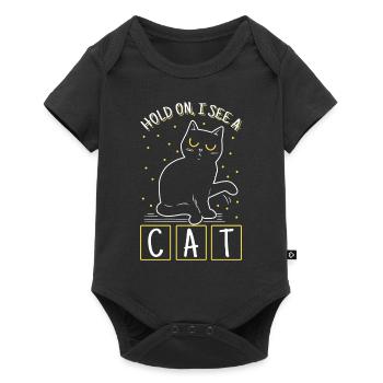 Katzenliebhaber „hold On I See Kitten Owner“ - Baby Premium Kurzarmbody - Schwarz - Vorne