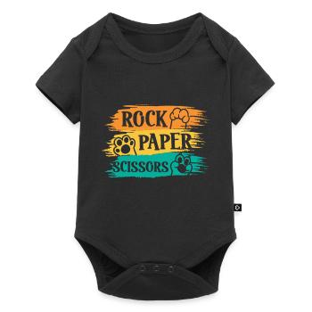 Mignon Kawaii Chat Patte Pierre Papier Ciseaux - Body à manches courtes Premium Bébé - noir - Devant