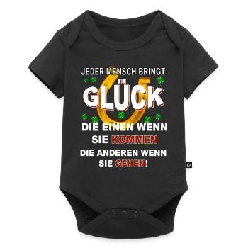 Jeder Mensch bringt Glück - Baby Premium Kurzarmbody - Schwarz - Vorne
