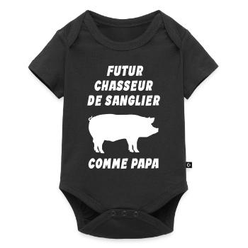 Enfant - Futur Chasseur de Sanglier Comme Papa - Body à manches courtes Premium Bébé - noir - Devant