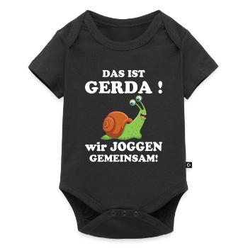 Das ist Gerda Wir joggen zusammen Laufen Langsam - Baby Premium Kurzarmbody - Schwarz - Vorne
