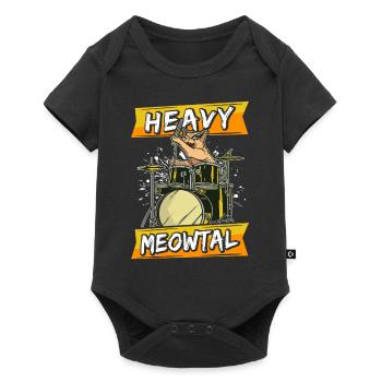 Heavy Meowtal Cat Heavy Metal Rock Cat Drums - Baby Premium short-sleeve bodysuit - black - Front