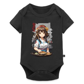 Anime Okonomiyaki Cuisine Manga Fille - Body à manches courtes Premium Bébé - noir - Devant