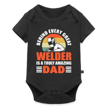 Behind Every Great Welder Is A Truly Amazing Dad - Baby Premium Kurzarmbody - Schwarz - Vorne