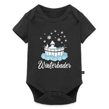Winterbader Eisbaden Eisbad Spruch - Baby Premium Kurzarmbody - Schwarz - Vorne