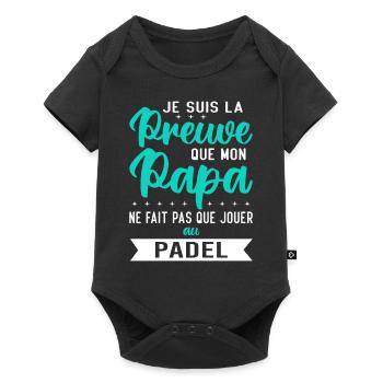 Mon papa ne fait pas que jouer au padel - Body à manches courtes Premium Bébé - noir - Devant