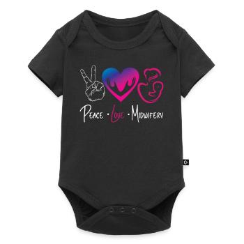 Nurse Midwife Birth Worker Peace - Baby Premium Kurzarmbody - Schwarz - Vorne