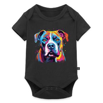 Aquarelle Coloré Bouledogue Américain - Body à manches courtes Premium Bébé - noir - Devant