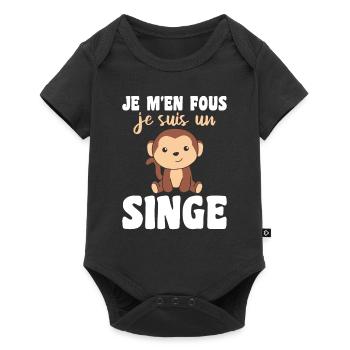 Je m'en fous je suis un singe - süßer Affe - Baby Premium Kurzarmbody - Schwarz - Vorne