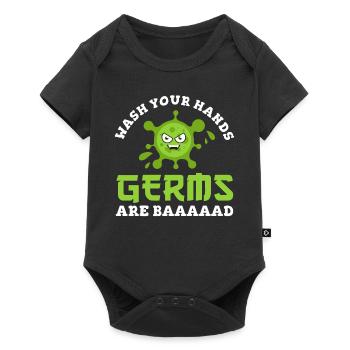 Hände waschen Keime sind gaaaanz schlimm - Baby Premium Kurzarmbody - Schwarz - Vorne