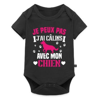je peux pas j ai câlins avec mon chien - Body à manches courtes Premium Bébé - noir - Devant