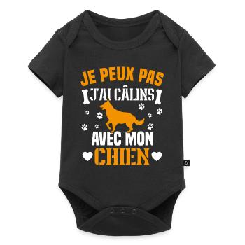 je peux pas j'ai câlins avec mon chien - Body à manches courtes Premium Bébé - noir - Devant