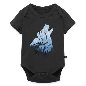 Cadeau de loup hurlant - Body à manches courtes Premium Bébé - noir - Devant