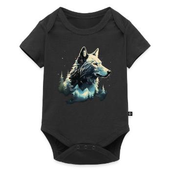 Wolf Mountains Nature Gift - Baby Premium short-sleeve bodysuit - black - Front