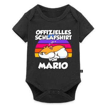 Offizielles Schlafshirt Von Mario - Baby Premium Kurzarmbody - Schwarz - Vorne