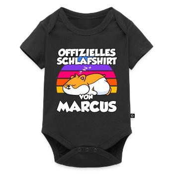 Offizielles Schlafshirt Von Marcus - Baby Premium Kurzarmbody - Schwarz - Vorne