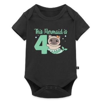 4th Birthday Cat Mermaid Cat - Baby Premium short-sleeve bodysuit - black - Front
