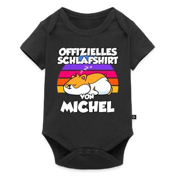 Offizielles Schlafshirt Von Michel - Baby Premium Kurzarmbody - Schwarz - Vorne