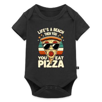 Drôle d’amateur de pizza, amateur de pizza - Body à manches courtes Premium Bébé - noir - Devant