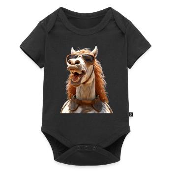 Cheval, Fille De Cheval, Cavalier, Poney, Écurie, Chevaux - Body à manches courtes Premium Bébé - noir - Devant