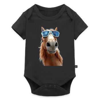 Cheval, Fille De Cheval, Cavalier, Poney, Écurie, Chevaux - Body à manches courtes Premium Bébé - noir - Devant