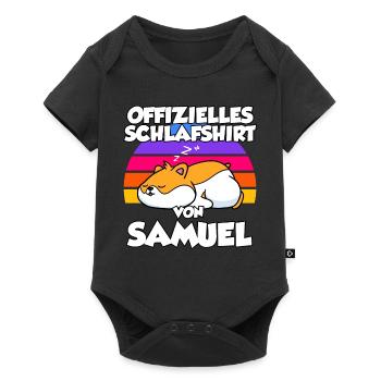 Offizielles Schlafshirt Von Samuel - Baby Premium Kurzarmbody - Schwarz - Vorne