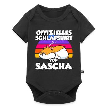 Offizielles Schlafshirt Von Sascha - Baby Premium Kurzarmbody - Schwarz - Vorne