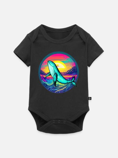 Blauwal - Baby Premium Kurzarmbody - Schwarz