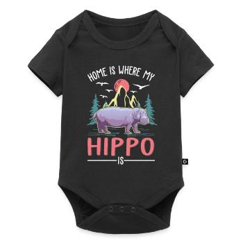La maison est là où se trouve mon hippopotame, hippopotame - Body à manches courtes Premium Bébé - noir - Devant