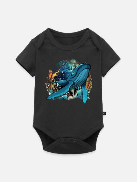 Blauwal - Baby Premium Kurzarmbody - Schwarz