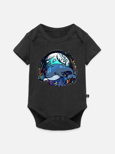 Blauwal - Baby Premium Kurzarmbody - Schwarz
