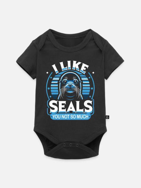 Robbe Robben Tier Seelöwe - Baby Premium Kurzarmbody - Schwarz