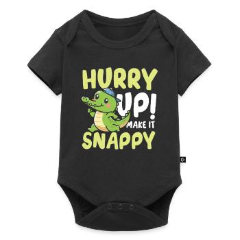 Make It Snappy Krokodil Alligator für Krokodil - Baby Premium Kurzarmbody - Schwarz - Vorne