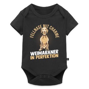Hund Weimaraner - Baby Premium Kurzarmbody - Schwarz - Vorne