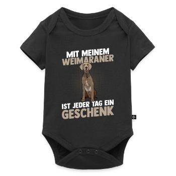 Hund Weimaraner - Baby Premium Kurzarmbody - Schwarz - Vorne