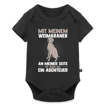 Hund Weimaraner - Baby Premium Kurzarmbody - Schwarz - Vorne