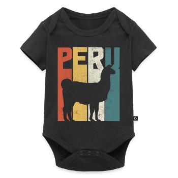 Pérou Lama alpaga cadeau Vintage - Body à manches courtes Premium Bébé - noir - Devant