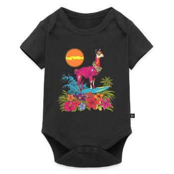Surfeur Lama Alpaga Vintage cadeau - Body à manches courtes Premium Bébé - noir - Devant