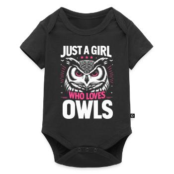 Eule Vogel Tier Eulen - Baby Premium Kurzarmbody - Schwarz - Vorne