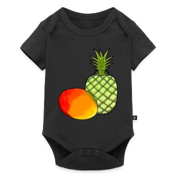 Mango Obst Früchte Ananas Vegetarisch Speise - Baby Premium Kurzarmbody - Schwarz - Vorne