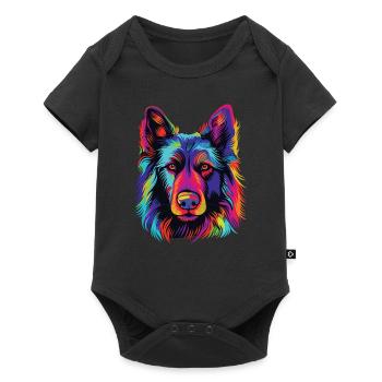 Watercolors Colorful Belgian Tervuren - Baby Premium short-sleeve bodysuit - black - Front